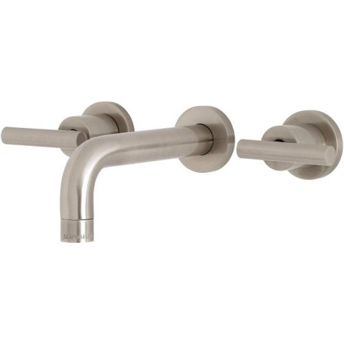  Kingston Brass KS8128CML Manhattan 2-Handle 8 in. Wall Mount Bathroom Faucet, Brushed Nickel