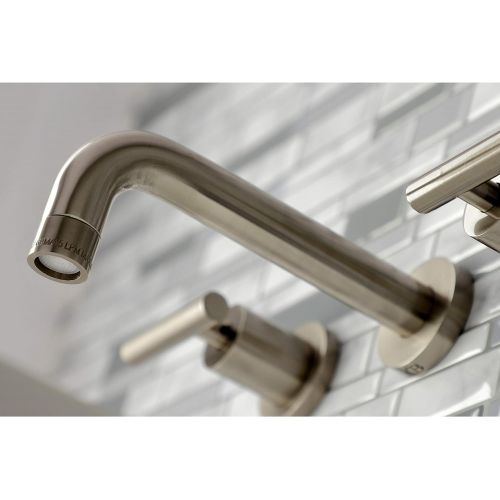  Kingston Brass KS8128CML Manhattan 2-Handle 8 in. Wall Mount Bathroom Faucet, Brushed Nickel