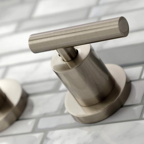  Kingston Brass KS8128CML Manhattan 2-Handle 8 in. Wall Mount Bathroom Faucet, Brushed Nickel