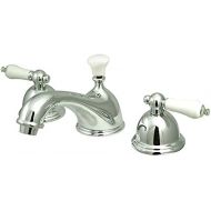 Kingston Brass KS3961PL Restoration Widespread Lavatory Faucet with Porcelain Lever Handle, Polished Chrome