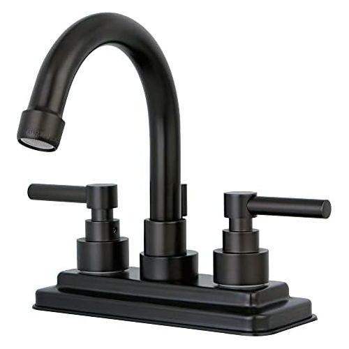  Kingston Brass KS8665EL Elinvar Center Set Bathroom Faucet with Brass Pop-Up Drain, 4-7/8-Inch, Oil Rubbed Bronze