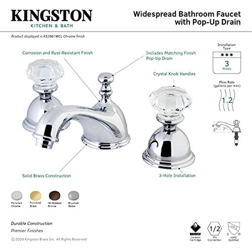  Kingston Brass KS3962WCL Celebrity 8-Inch Widespread Lavatory Faucet, Polished Brass