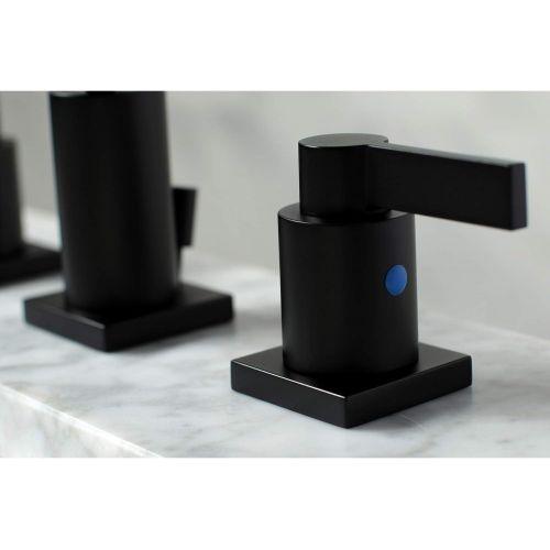  Kingston Brass FSC8960NDL NuvoFusion 8 Widespread Lavatory Faucet with Retail Pop-Up, 5-1/2 in Spout Reach, Matte Black