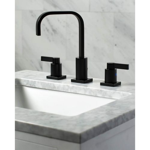 Kingston Brass FSC8960NDL NuvoFusion 8 Widespread Lavatory Faucet with Retail Pop-Up, 5-1/2 in Spout Reach, Matte Black