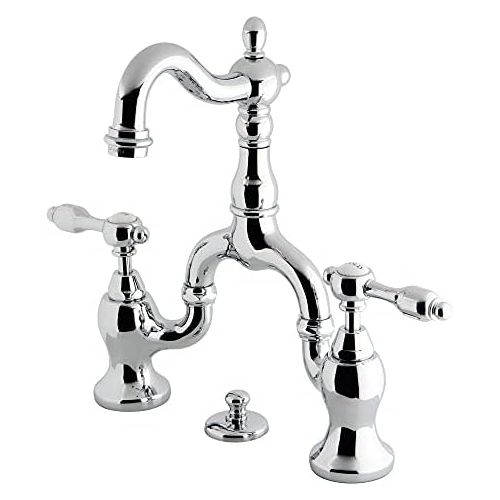  Kingston Brass KS7971TAL 4 3/4 in Spout Reach Bridge Lavatory Faucet with Brass Pop Up, Polished Chrome