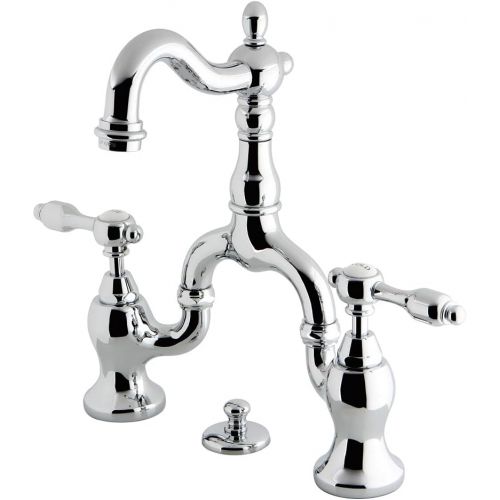  Kingston Brass KS7971TAL 4 3/4 in Spout Reach Bridge Lavatory Faucet with Brass Pop Up, Polished Chrome