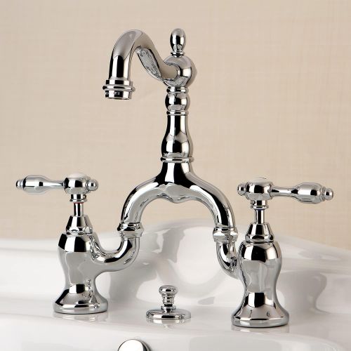  Kingston Brass KS7971TAL 4 3/4 in Spout Reach Bridge Lavatory Faucet with Brass Pop Up, Polished Chrome