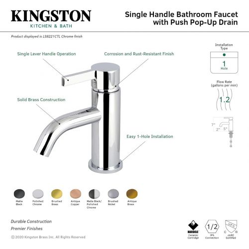  Fauceture LS8223CTL Continental Single-Handle Bathroom Faucet, Brushed Brass