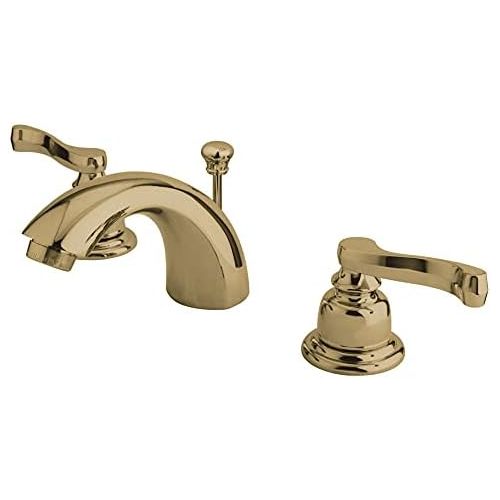  Kingston Brass KB8952FL Royale Mini Widespread Bathroom Faucet with Brass Pop-Up Drain, Polished Brass