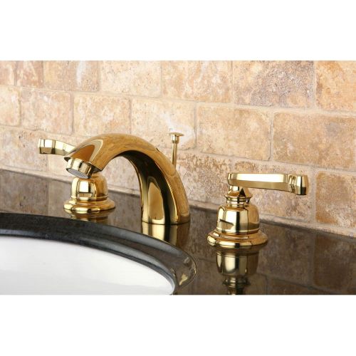  Kingston Brass KB8952FL Royale Mini Widespread Bathroom Faucet with Brass Pop-Up Drain, Polished Brass