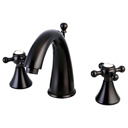  Kingston Brass KS2975BX English Country Widespread Lavatory Faucet, Buckingham Cross Handle, Oil Rubbed Bronze