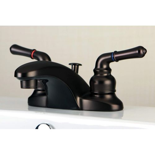  Kingston Brass FB625 4-1/4-Inch in Spout Reach Magellan 4-Inch Centerset Lavatory Faucet with Brass/ABS Pop-Up, Oil Rubbed Bronze