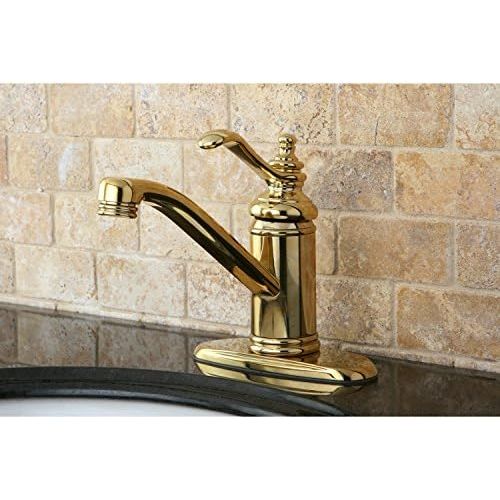  Kingston Brass KS3402TL Templeton 4-Inch Single Handle Centerset Lavatory Faucet with Push Up Drain, Polished Brass