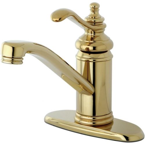  Kingston Brass KS3402TL Templeton 4-Inch Single Handle Centerset Lavatory Faucet with Push Up Drain, Polished Brass