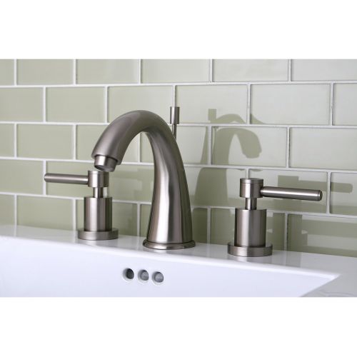  Kingston Brass KS2968DL Concord Widespread Lavatory Faucet with Brass Pop-Up,5.5-Inch Spout Reach,Satin Nickel