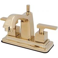 Kingston Brass KS8642QLL Executive 4-Inch Twin Lever Handle Centerset Lavatory Faucet, Polished Brass