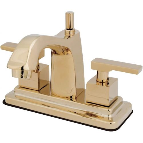  Kingston Brass KS8642QLL Executive 4-Inch Twin Lever Handle Centerset Lavatory Faucet, Polished Brass