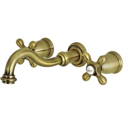  Kingston Brass KS3123AX 8-Inch Center Wall Mount Bathroom Faucet, Antique Brass