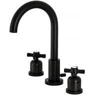 Kingston Brass FSC8920ZX Millennium 8-Inch Widespread Lavatory Faucet with Brass Pop-Up, 5-3/8 Inch in Spout Reach, Matte Black