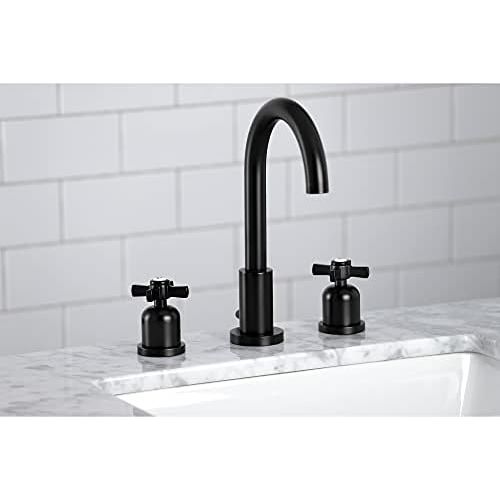  Kingston Brass FSC8920ZX Millennium 8-Inch Widespread Lavatory Faucet with Brass Pop-Up, 5-3/8 Inch in Spout Reach, Matte Black