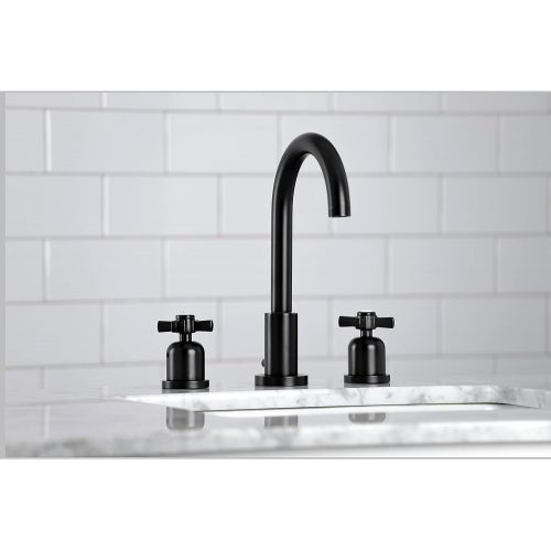  Kingston Brass FSC8920ZX Millennium 8-Inch Widespread Lavatory Faucet with Brass Pop-Up, 5-3/8 Inch in Spout Reach, Matte Black