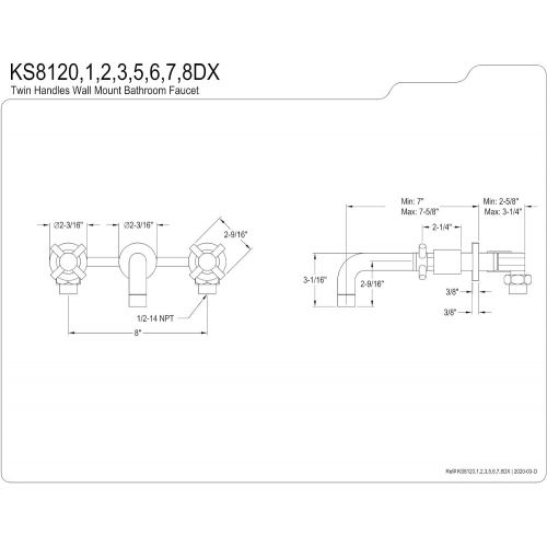  Kingston Brass KS8125DX Wall Mount Bathroom Faucet, Oil Rubbed Bronze