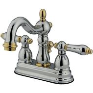 Kingston Brass KB1604AL Heritage 4-Inch Centerset Lavatory Faucet with Metal Lever Handle, Polished Chrome and Polished Brass