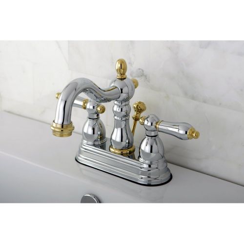  Kingston Brass KB1604AL Heritage 4-Inch Centerset Lavatory Faucet with Metal Lever Handle, Polished Chrome and Polished Brass