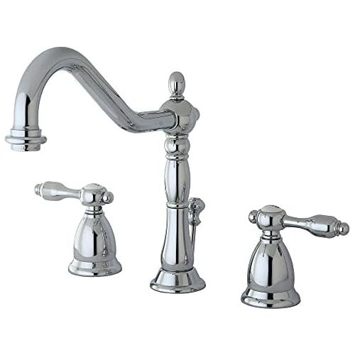  Kingston Brass KS1991TAL Tudor Widespread Lavatory Faucet With ABS/Brass Pop-Up, Polished Chrome, 8-1/2 inch in Spout Reach, Polished Chrome