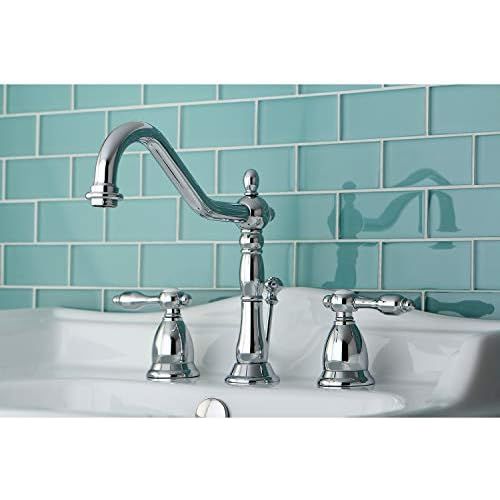  Kingston Brass KS1991TAL Tudor Widespread Lavatory Faucet With ABS/Brass Pop-Up, Polished Chrome, 8-1/2 inch in Spout Reach, Polished Chrome