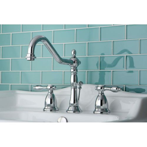  Kingston Brass KS1991TAL Tudor Widespread Lavatory Faucet With ABS/Brass Pop-Up, Polished Chrome, 8-1/2 inch in Spout Reach, Polished Chrome