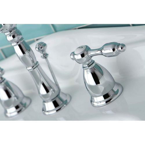  Kingston Brass KS1991TAL Tudor Widespread Lavatory Faucet With ABS/Brass Pop-Up, Polished Chrome, 8-1/2 inch in Spout Reach, Polished Chrome