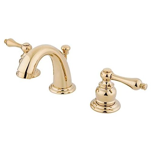  Kingston Brass KB912AL Victorian Mini Widespread Lavatory Faucet with Brass Pop-Up, Polished Brass,4-Inch Adjustable Center