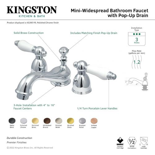  Nuvo ES3951PL Elements of Design Chicago 2-Handle 4 to 8 Mini Widespread Lavatory Faucet with Brass Pop-Up, 4-1/2, Polished Chrome