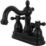 Kingston Brass KB1600AX Heritage 4-Inch Centerset Lavatory Faucet with Retail Pop-Up, Matte Black