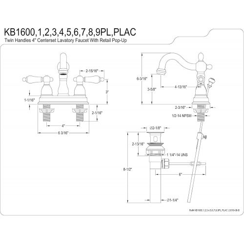  Kingston Brass KB1603PL 4 in. Centerset Bathroom Faucet, Antique Brass,4-Inch Center