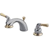 Kingston Brass KB954 Magellan II 4-Inch to 8-Inch Mini Widespread Lavatory Faucet with Metal lever handle, Polished Brass, Polished Chrome