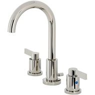 Kingston Brass FSC8929NDL NuvoFusion 8 Widespread Lavatory Faucet with Brass Pop-Up, 5-3/8 in Spout Reach, Polished Nickel