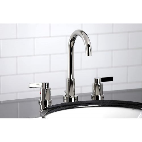  Kingston Brass FSC8929NDL NuvoFusion 8 Widespread Lavatory Faucet with Brass Pop-Up, 5-3/8 in Spout Reach, Polished Nickel