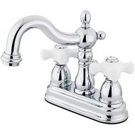 Kingston Brass KB1601PX Heritage 4-Inch Centerset Lavatory Faucet with Porcelain Cross Handle, Polished Chrome