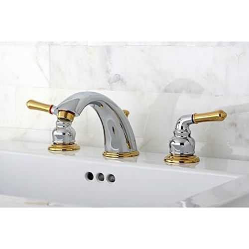  Kingston Brass KB964 Magellan II Widespread Lavatory Faucet 8-Inch to 16-Inch Centers, Polished Chrome and Polished Brass