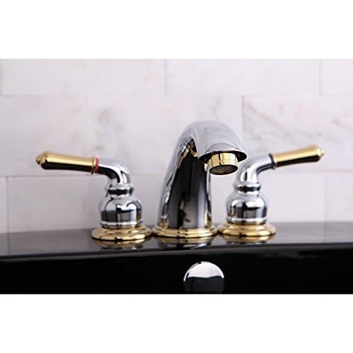  Kingston Brass KB964 Magellan II Widespread Lavatory Faucet 8-Inch to 16-Inch Centers, Polished Chrome and Polished Brass