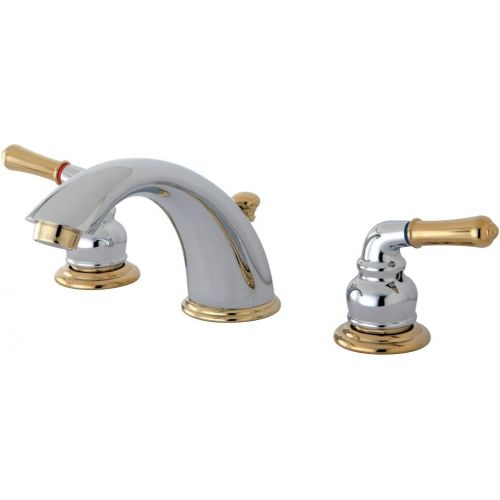  Kingston Brass KB964 Magellan II Widespread Lavatory Faucet 8-Inch to 16-Inch Centers, Polished Chrome and Polished Brass