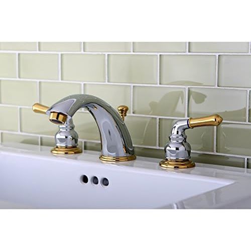  Kingston Brass KB964 Magellan II Widespread Lavatory Faucet 8-Inch to 16-Inch Centers, Polished Chrome and Polished Brass