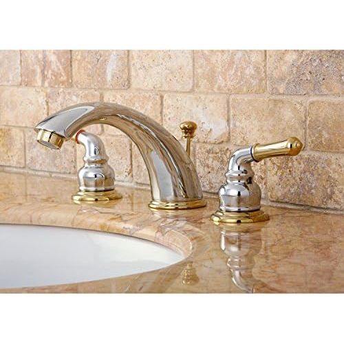  Kingston Brass KB964 Magellan II Widespread Lavatory Faucet 8-Inch to 16-Inch Centers, Polished Chrome and Polished Brass