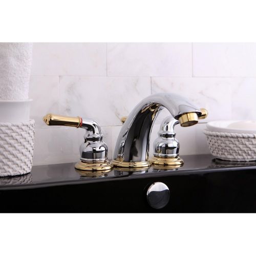  Kingston Brass KB964 Magellan II Widespread Lavatory Faucet 8-Inch to 16-Inch Centers, Polished Chrome and Polished Brass