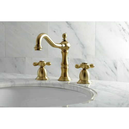  Kingston Brass KS1977AX 8 in. Widespread Bathroom Faucet, Brushed Brass