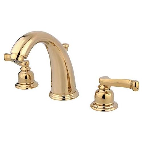  Kingston Brass KB982FL Royale Widespread Lavatory Faucet with Brass Pop-Up, Polished Brass,8-Inch Adjustable Center