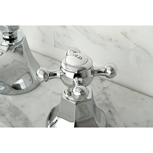  Kingston Brass KS4461BX Metropolitan Widespread Lavatory Faucet with Metal Cross Handle, Polished Chrome