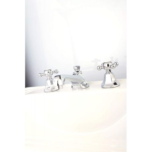  Kingston Brass KS4461BX Metropolitan Widespread Lavatory Faucet with Metal Cross Handle, Polished Chrome